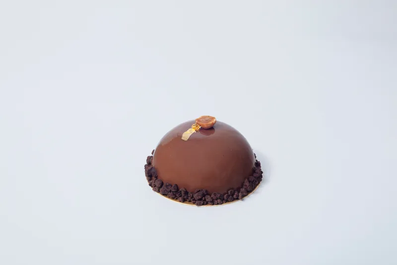 Hazelnut-Chocolate Dome — Praline-infused chocolate entremet with creamy Nutella filling. A luxurious hazelnut lover's dream
