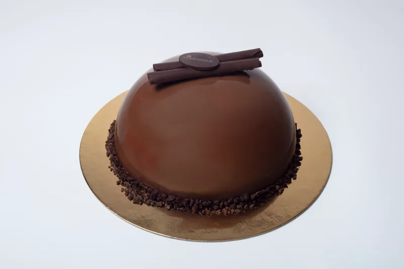 Belgian Chocolate Dome Cake — Indulgent dark chocolate sponge layered with rich chocolate ganache, shaped into an elegant dome. Pure chocolate perfection
