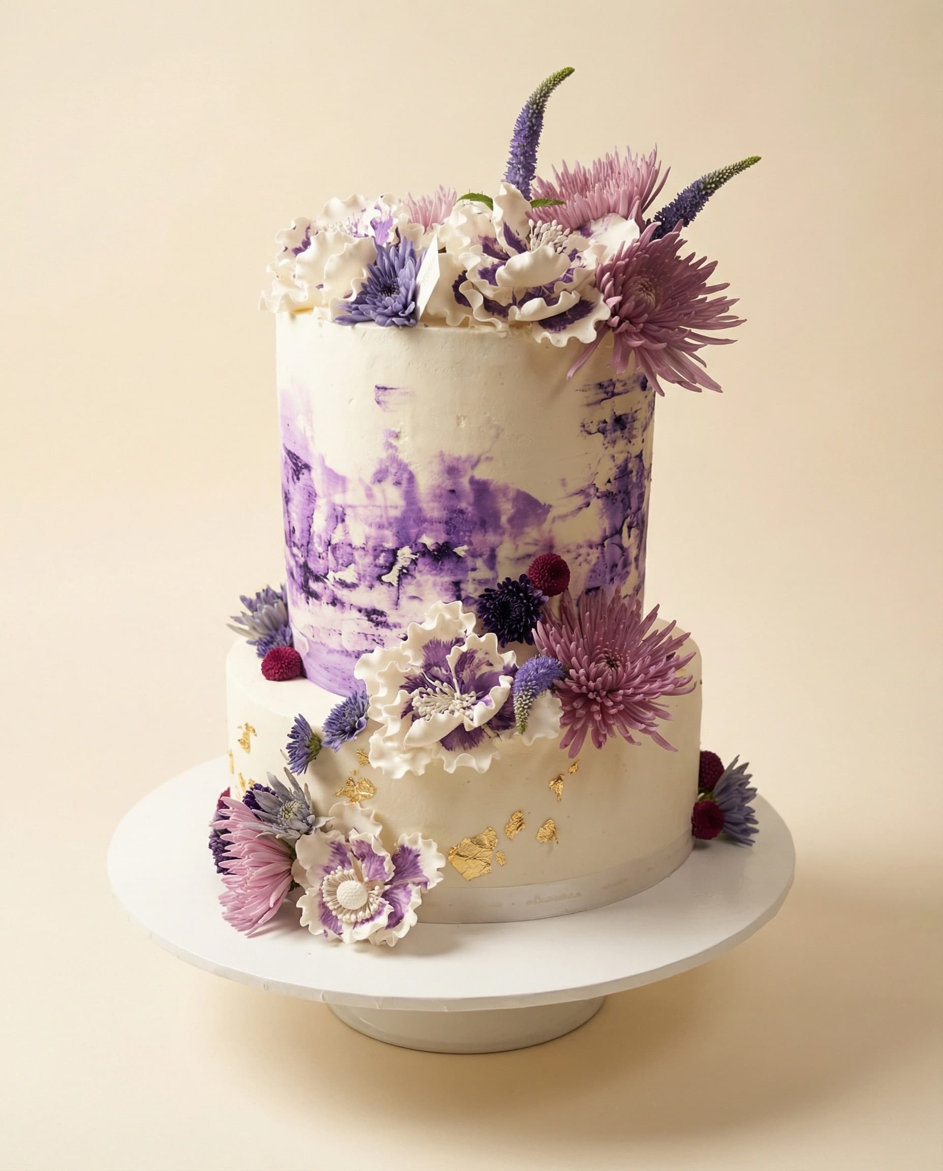 Elegant flower tower layered special occasion cake by Pompadour Beverly Hills